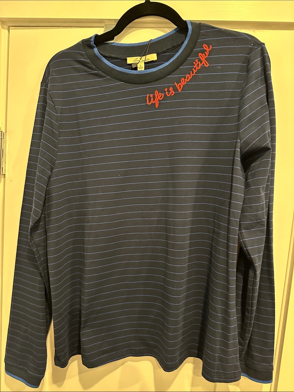 Life is Beautiful Women’s Long-Sleeve Stripe Tee - Blue